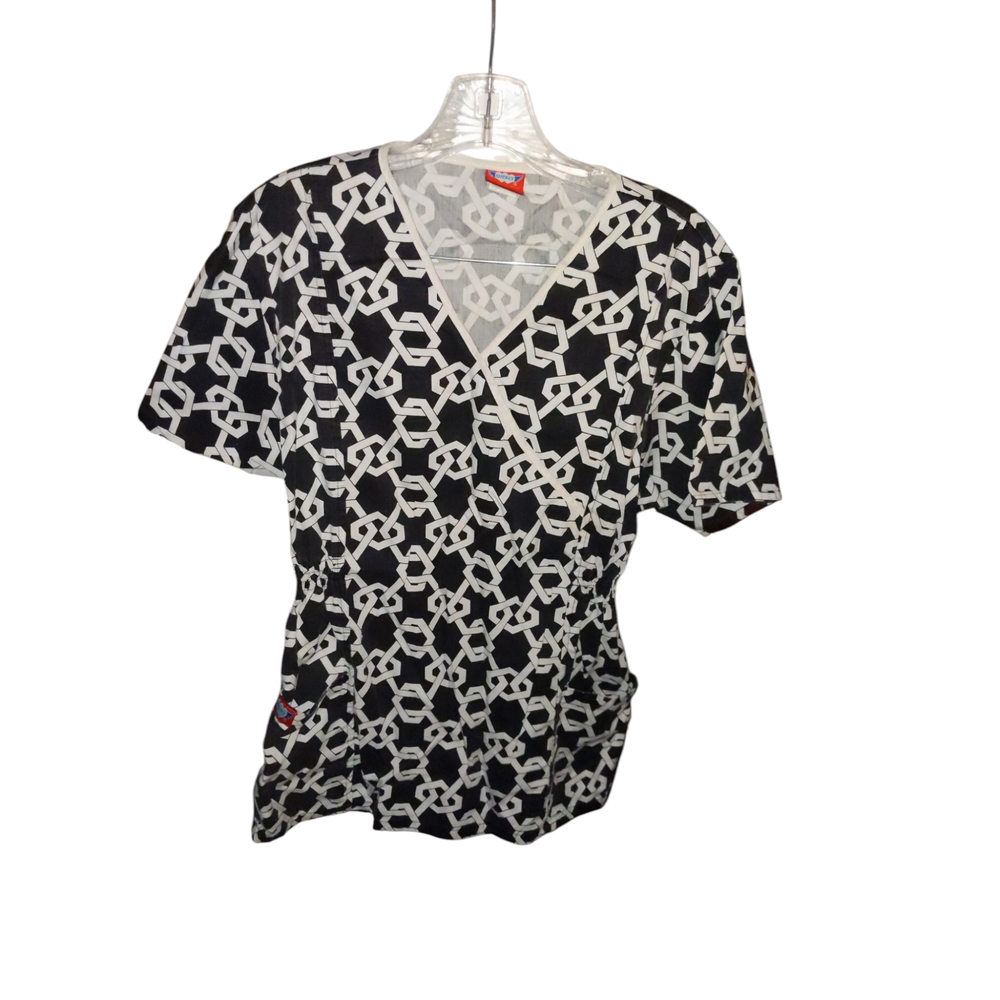 Sherly Uniforms NO SIZE Black and White Chain Print Women's Top
